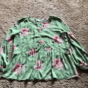 Loft size S floral long sleeve summer dress shirt